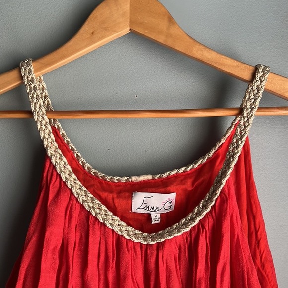 Emma G | Orange Gauzy Beach Pool Coverup Dress size Medium - Picture 4 of 6